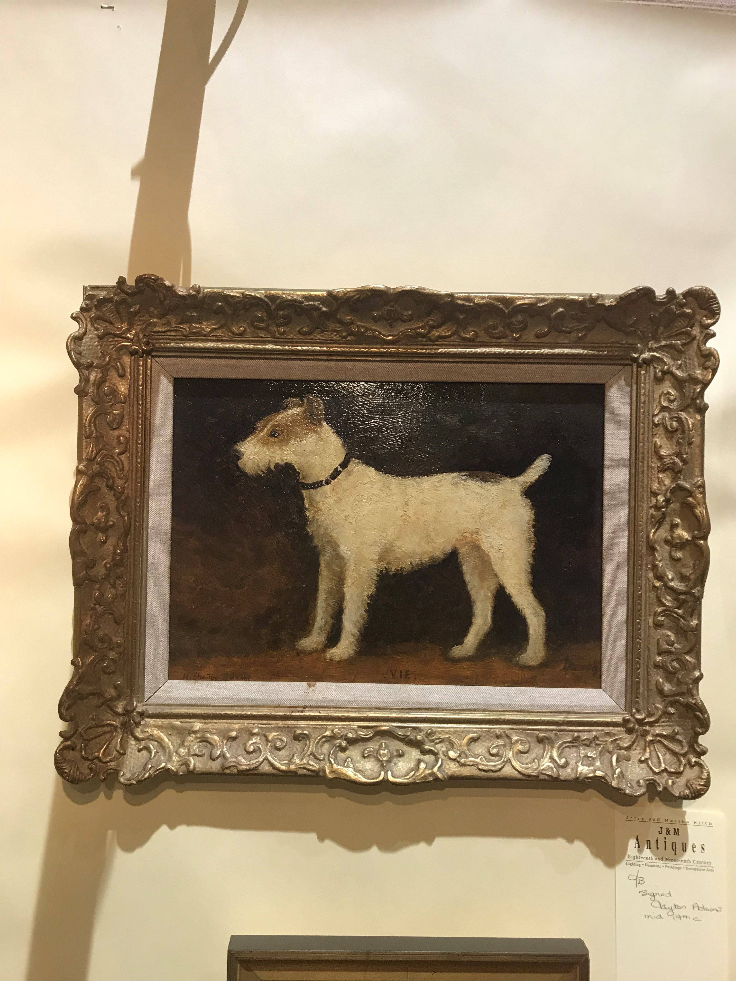 English Late 19th Century Vertical Oil Painting of a Dog Sitting